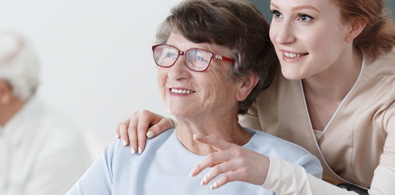 Helpful volunteer at healthcare home